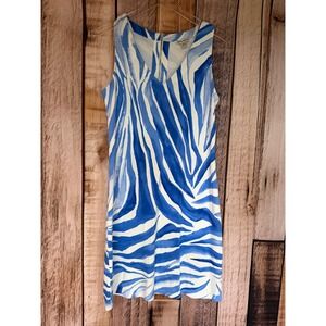 Tommy Bahama Zebra Print Dress Blue White Resort Vacation Coastal Summer Medium
